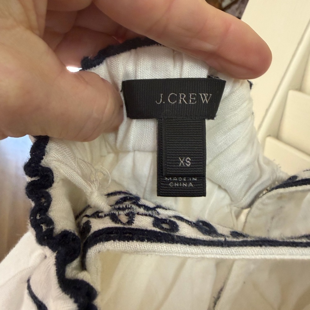J. Crew White Hamptons Maxi Dress with Navy Embroidery - Picture 5 of 6